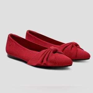 Vivaia Pointed-Toe Bow Flats Azura Ruby Red Shoes size 40.5 US 10